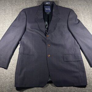 Vintage Nautica Blazer Jacket Sz 42 Navy Tweed Wool USA Made Button